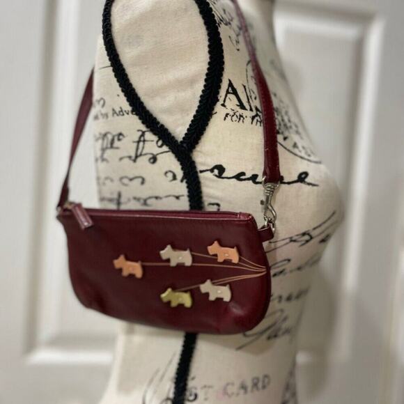 RADLEY LONDON MINI BAG LEATHER BURGUNDY SCOTTISH DOGS LIMITED EDITION KAWAII - Picture 10 of 16